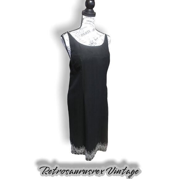 Vintage Laurence Kazar 1990’s Silver Beaded Little Black Dress, Large - Picture 8 of 11